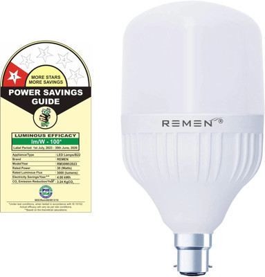 REMEN 30 W Basic Standard B22 LED Bulb(White)