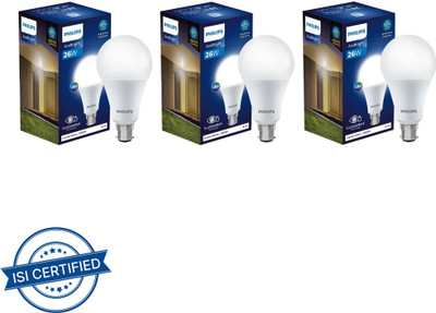 PHILIPS 26 W Basic Round B22 D LED Bulb(White, Pack of 3)