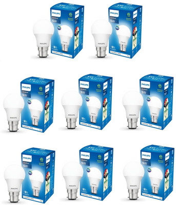 PHILIPS 5 W Basic Round B22 LED Bulb(White, Pack of 8)