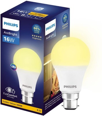 PHILIPS 16 W Round B22 LED Bulb(Yellow)