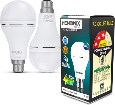 HENONIX 12 W Round B22 Inverter Inverter Bulb(White, Pack of 2)