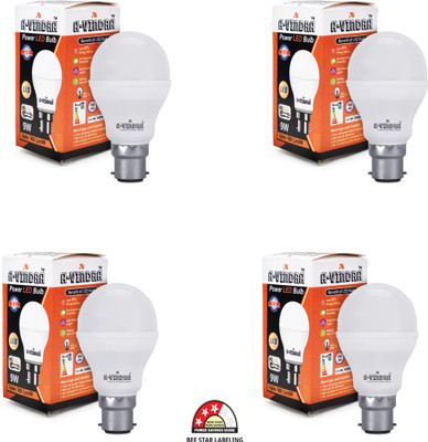 AVINDRA 9 W Basic Round B22 LED Bulb(White, Pack of 4)