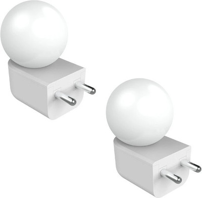 Fybros 0.5 W Basic Decorative Plug & Play, 2 Pin Night Bulb(White, Pack of 2)