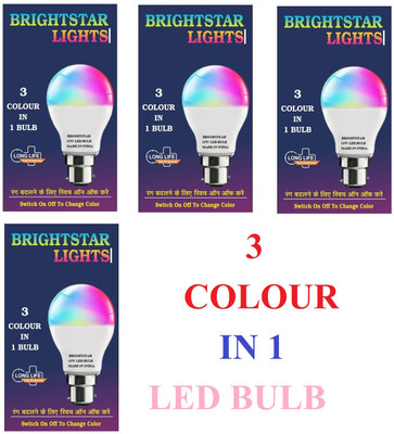Brightstar 10 W Basic Round B22 LED Bulb(Multicolor, Pack of 4)