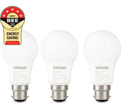 VIHAN 9 W Basic Round B22 LED Bulb(White, Pack of 3)