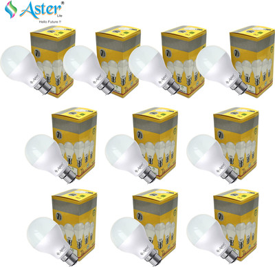 ASTER LITE 7 W Basic Standard B22 LED Bulb(White, Pack of 10)