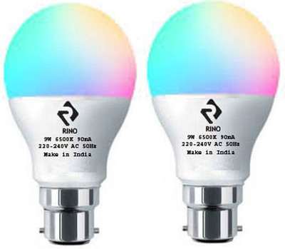 rino 9 W Basic Standard B22 LED Bulb(Multicolor, Pack of 2)