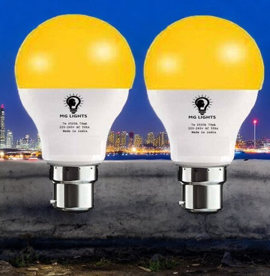 mg lights 5 W Basic Arbitrary B22 LED Bulb(Yellow, Pack of 2)