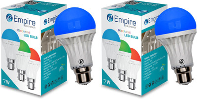 empire electrotech 7 W Basic Round B22 LED Bulb(Blue, Pack of 2)