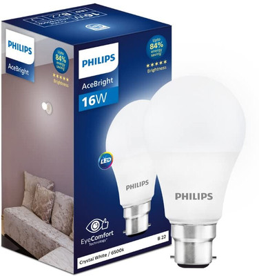 PHILIPS 16 W Round B22 LED Bulb  (White) For Rs. 133 @ 66 %