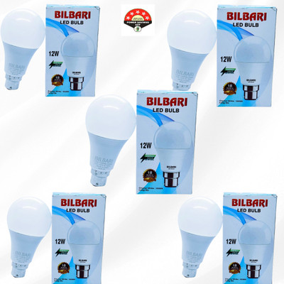 Bilbari 12 W Basic Round B22 LED Bulb(White, Pack of 5)