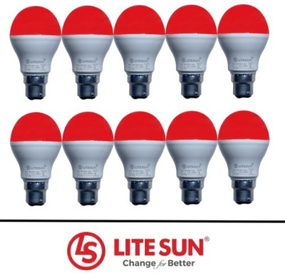 LiteSun 5 W Basic Standard B22 LED Bulb(Red, Pack of 10)