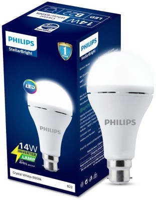 PHILIPS 14 W Inverter Round B22 Inverter Bulb(White)