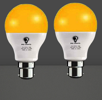 mg lights 5 W Basic Arbitrary B22 LED Bulb(Yellow, Pack of 2)