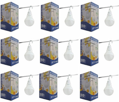 REMEN 7 W Basic Standard B22 LED Bulb(White, Pack of 9)