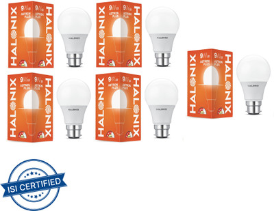 HALONIX 9 W Basic Round B22 LED Bulb(White, Pack of 5)