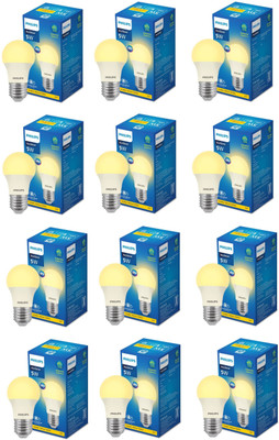 PHILIPS 5 W Basic Round E27 LED Bulb(Yellow, Pack of 12)