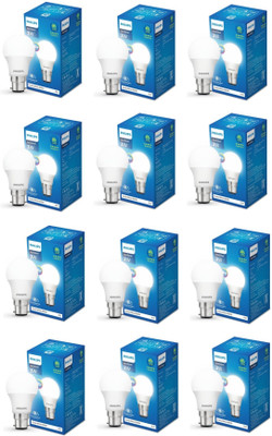 PHILIPS 3 W Basic Round B22 LED Bulb(White, Pack of 12)