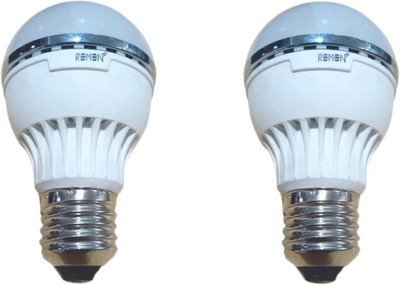 REMEN 3 W Basic Round E27 LED Bulb(White, Pack of 2)