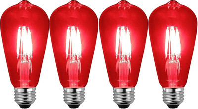 Baslash 4 W Basic Standard E27 LED Bulb(Red, Pack of 4)