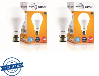 Wipro 15 W Basic Standard B22 LED Bulb(White, Pack of 2)