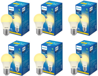 PHILIPS 5 W Basic Round E27 LED Bulb(Yellow, Pack of 6)