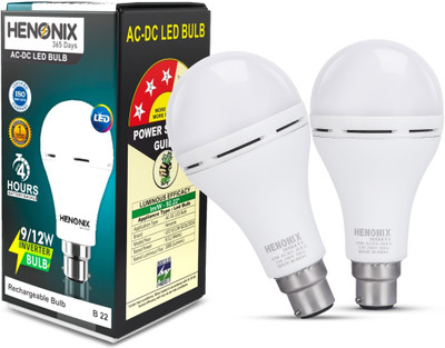 HENONIX 12 W Inverter Round B22 Inverter Bulb(White, Pack of 2)
