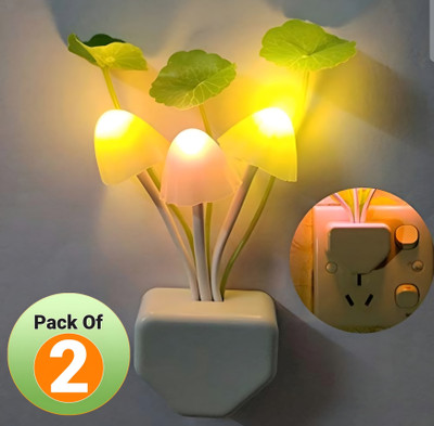 City Style 0.2 W Color Changing Mushroom B10 Night Bulb(White, Multicolor, Pack of 2)