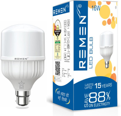 REMEN 16 W Basic Standard B22 LED Bulb(White)
