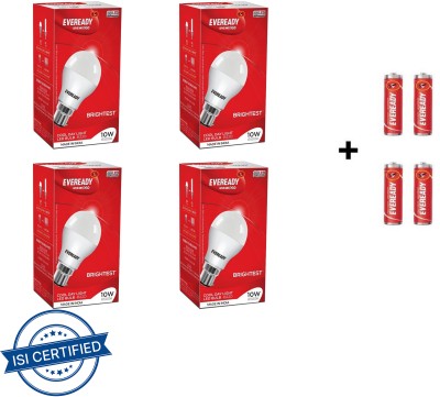 EVEREADY 10 W Standard B22 LED Bulb(White, Pack of 4)