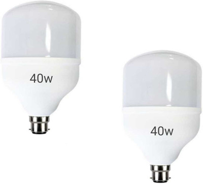 MOON & SUN 40 W Basic Round B22 LED Bulb(White, Pack of 2)