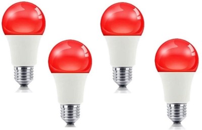 Ailvin 9 W Round E27 LED Bulb(Red, Pack of 4)