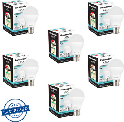 Panasonic 7 W Basic Round B22 LED Bulb(White, Pack of 6)
