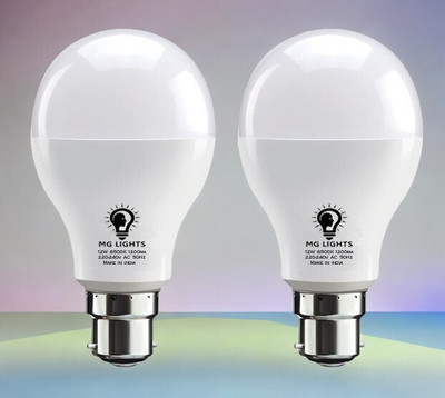 mg lights 12 W Basic Arbitrary B22 LED Bulb(White, Pack of 2)