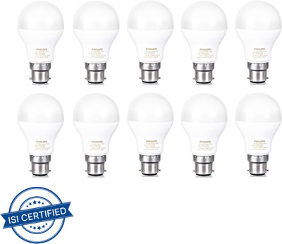 PHILIPS 7 W Basic Round B22 LED Bulb(White, Pack of 10)
