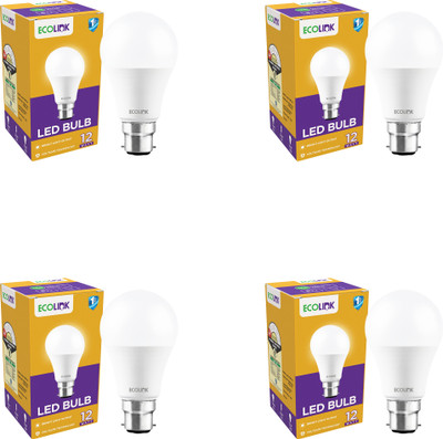EcoLink 12 W Basic Round B22 LED Bulb(White, Pack of 4)