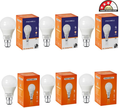 pinchbell 9 W Basic Round B22 LED Bulb(White, Pack of 6)
