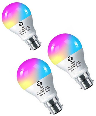 rino 7 W Basic Standard B22 LED Bulb(RGB, Pack of 3)