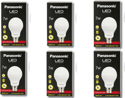 Panasonic 7 W Basic Standard B22 LED Bulb(White, Pack of 6)