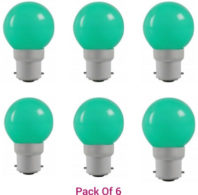 Illuminator 0.5 W Basic Round B22 Night Bulb(Green, Pack of 6)
