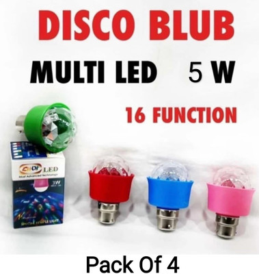 SHIVANGI LIGHTS 5 W Color Changing Round B22 Night Bulb(Multicolor, Pack of 4)