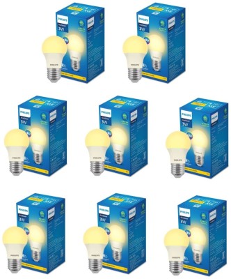 PHILIPS 3 W Round E27 LED Bulb(Yellow, Pack of 8)