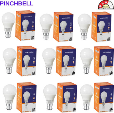 pinchbell 9 W Basic Round B22 LED Bulb(White, Pack of 9)