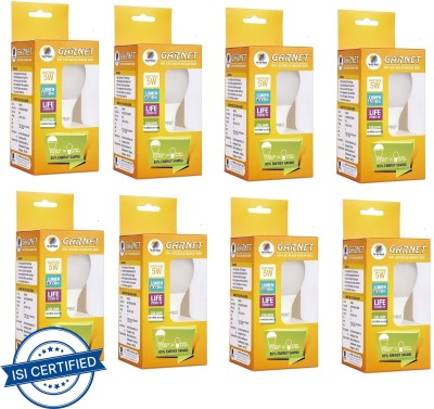 Wipro 5 W Standard B22 LED Bulb(Yellow, Pack of 8)