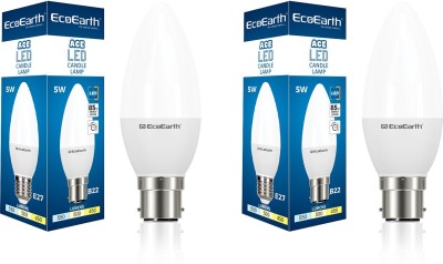 ECOEARTH 5 W Basic Candle B22 LED Bulb(White, Pack of 2)