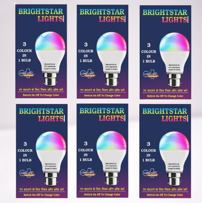 Brightstar 10 W Basic Round B22 LED Bulb(Red, Blue, Pink, RGB, Pack of 6)