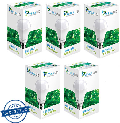Syska 9 W Basic Standard B22 LED Bulb(White, Pack of 5)