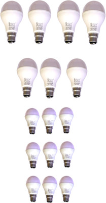 Techvolta 9 W, 12 W Basic Round B22 LED Bulb(White, Pack of 16)
