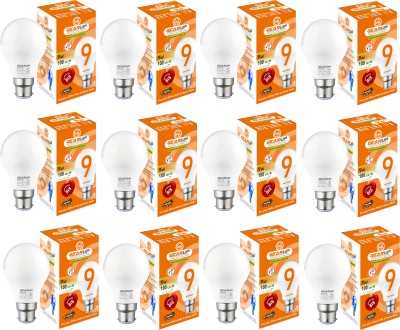 Gear Up 9 W Round B22 LED Bulb(White, Pack of 12)