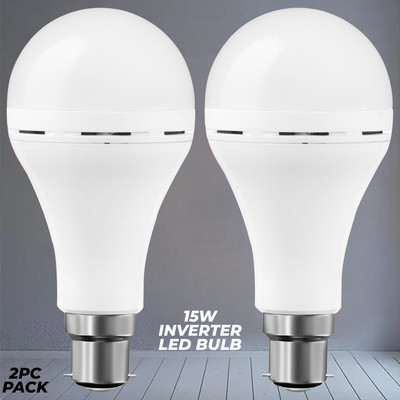 MOOZMOB 15 W Inverter Round B22 Inverter Bulb(White, Pack of 2)